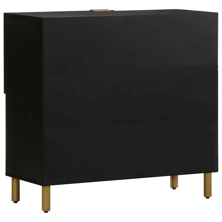 Buffet noir 80x33x75 cm bois d'ingénierie - 5