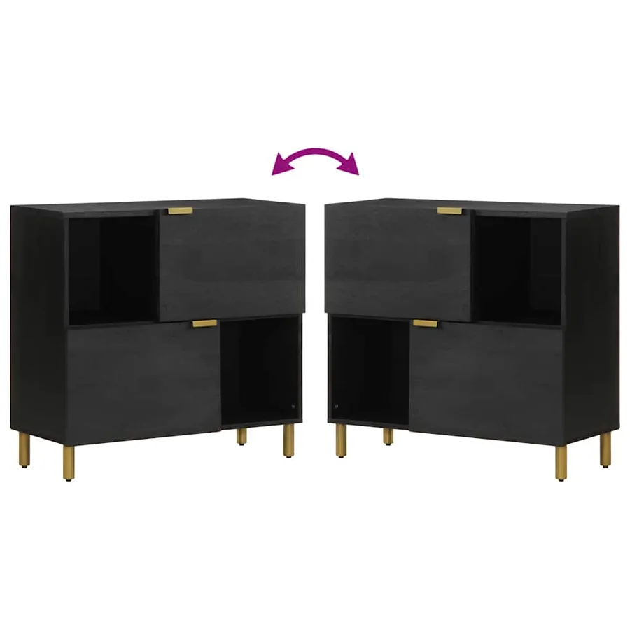 Buffet noir 80x33x75 cm bois d'ingénierie - 6