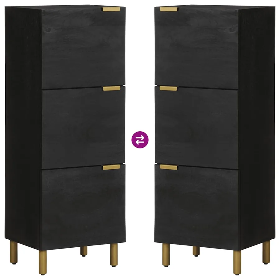 Buffet noir 40x33x110 cm bois d'ingénierie - 6