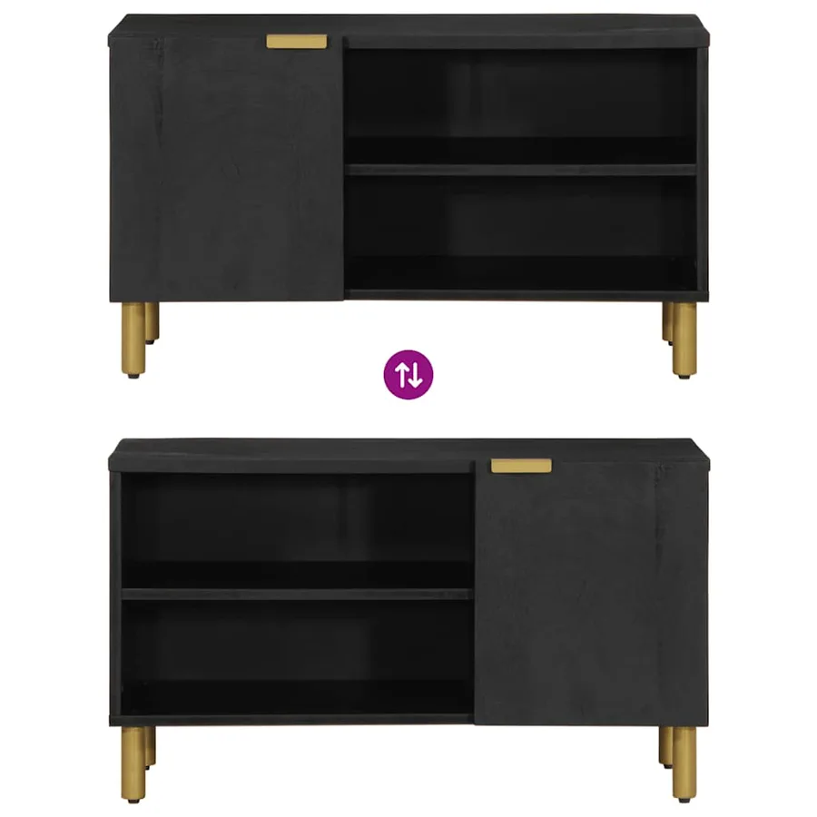 Meuble TV noir 80x33x46 cm bois d'ingénierie - 6