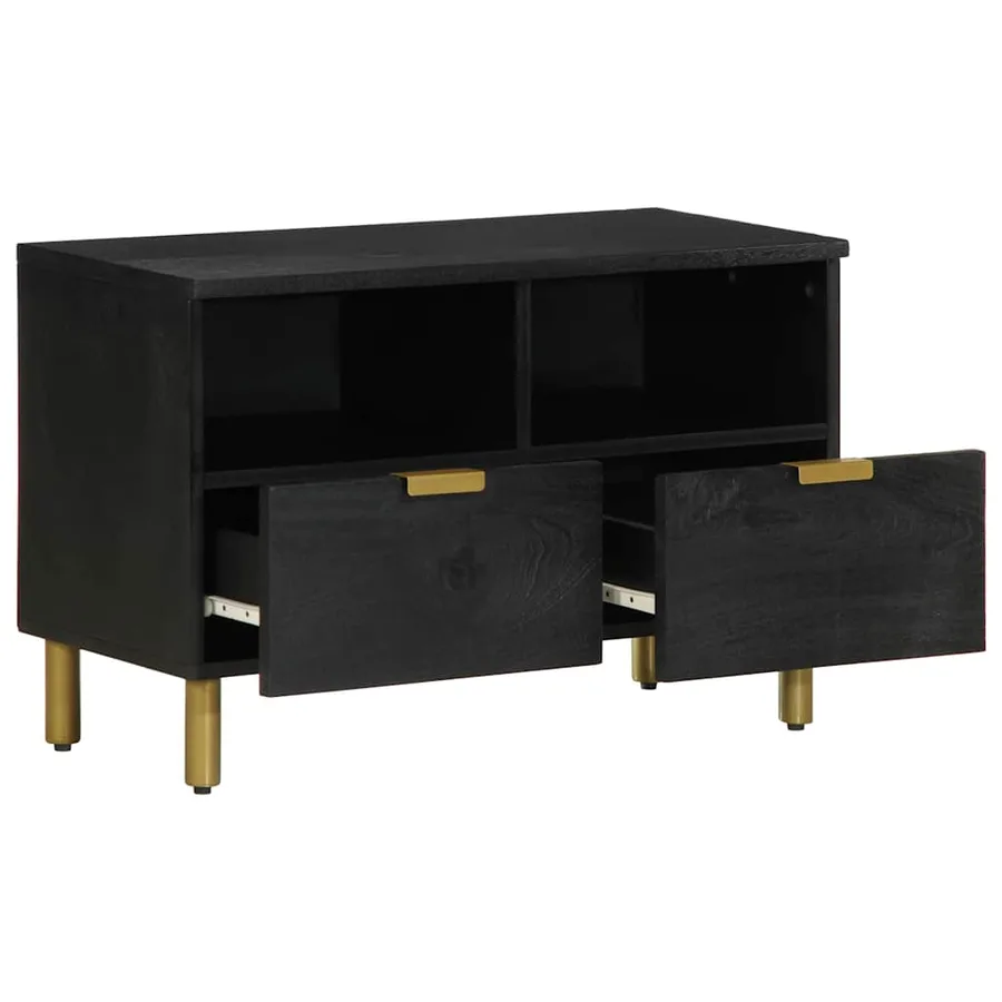 Meuble TV noir 70x33x46 cm bois d'ingénierie - 2