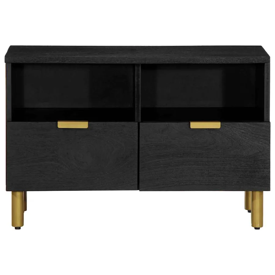 Meuble TV noir 70x33x46 cm bois d'ingénierie - 3