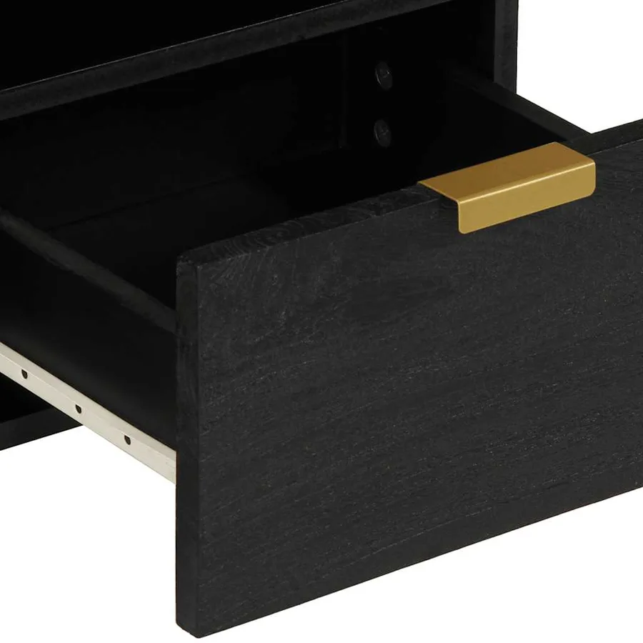 Meuble TV noir 70x33x46 cm bois d'ingénierie - 7