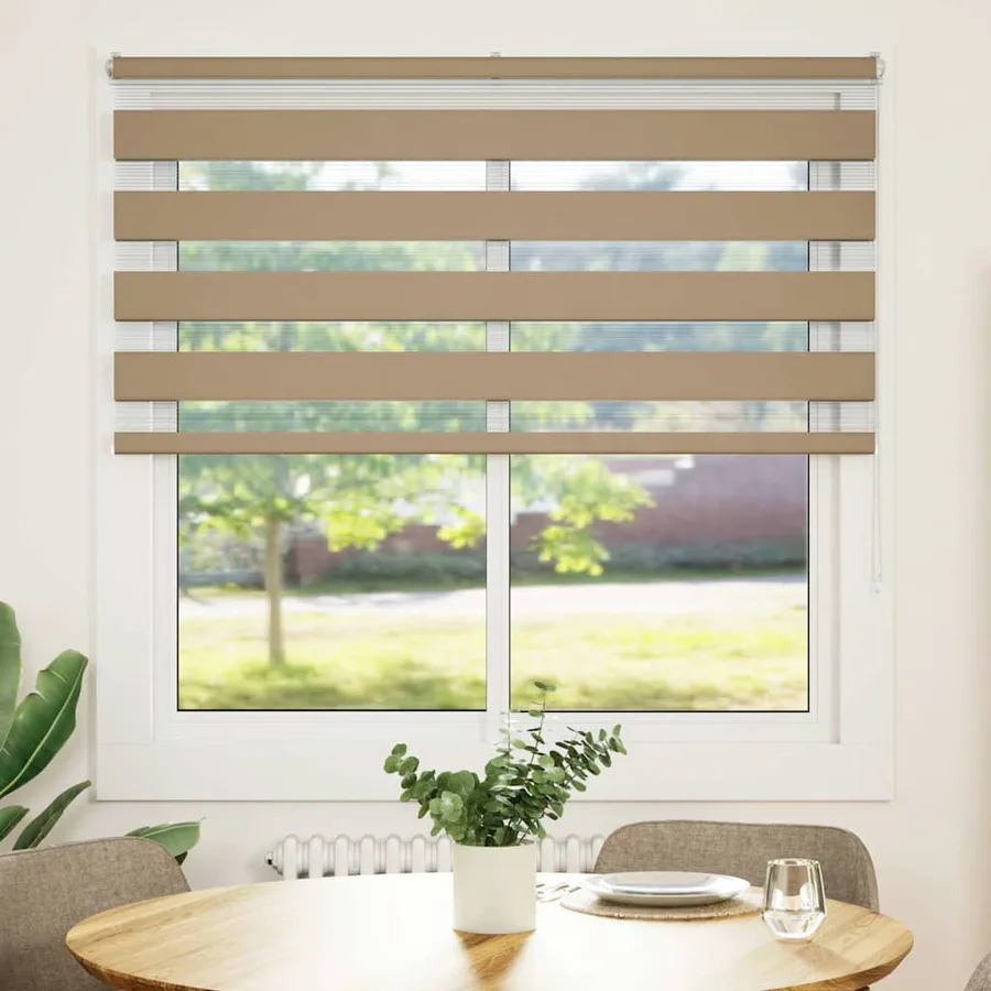 Store zèbre marron sable largeur du tissu 140,9 cm polyester - 2