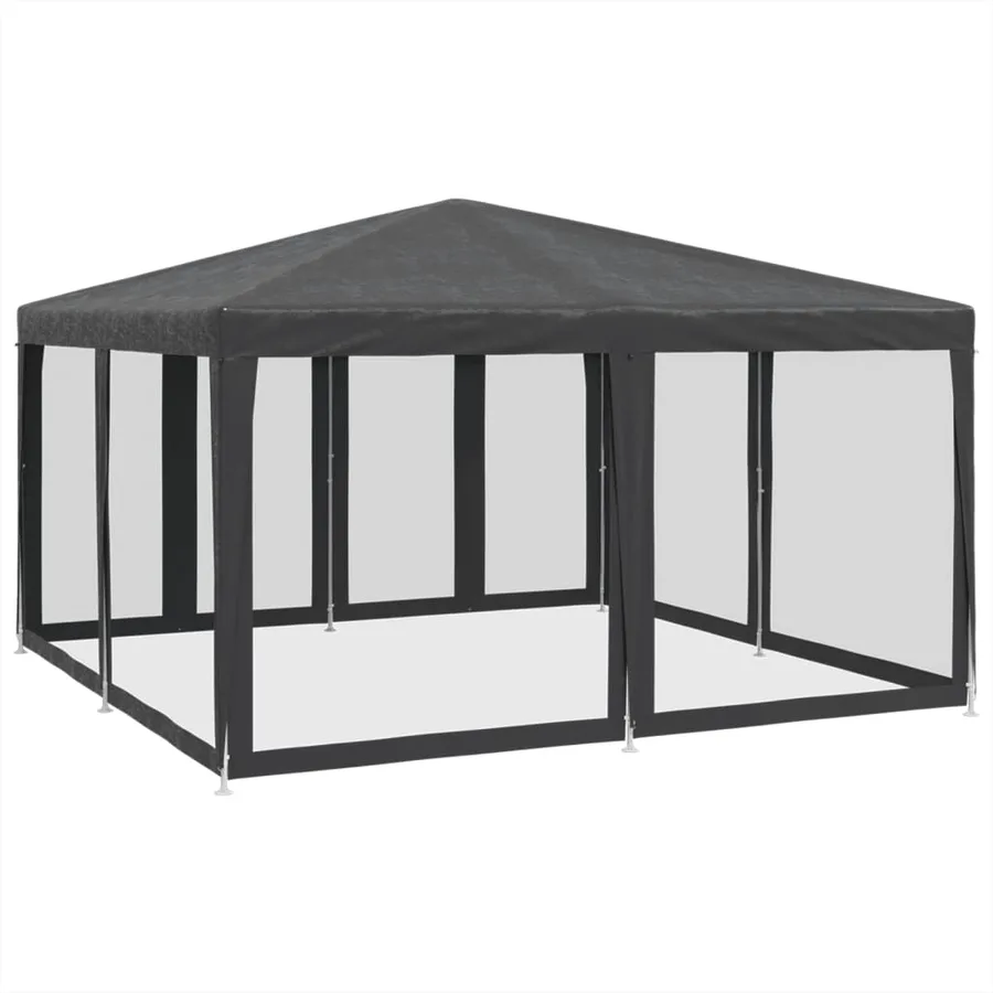 Tente de fête avec 8 parois latérales en maille anthracite 4x4m - 5