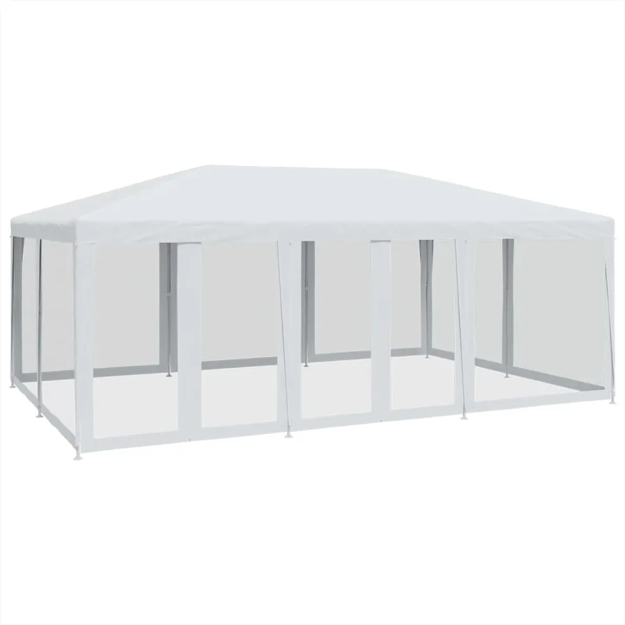 Tente de fête avec 10parois latérales en maille blanc 6x4m PEHD - 2