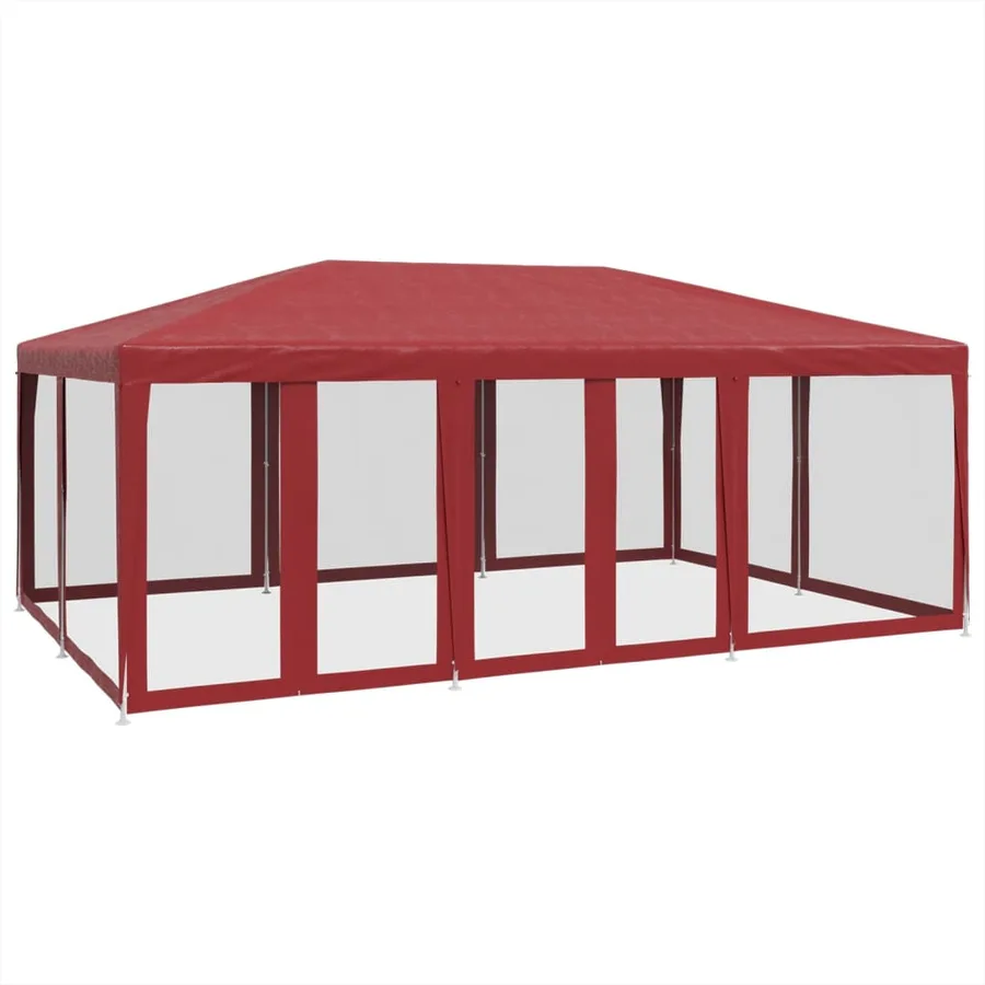 Tente de fête avec 10 parois latérales maille rouge 6x4 m PEHD - 2