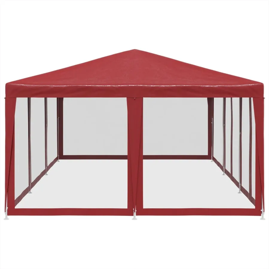 Tente de fête avec 10 parois latérales maille rouge 6x4 m PEHD - 4