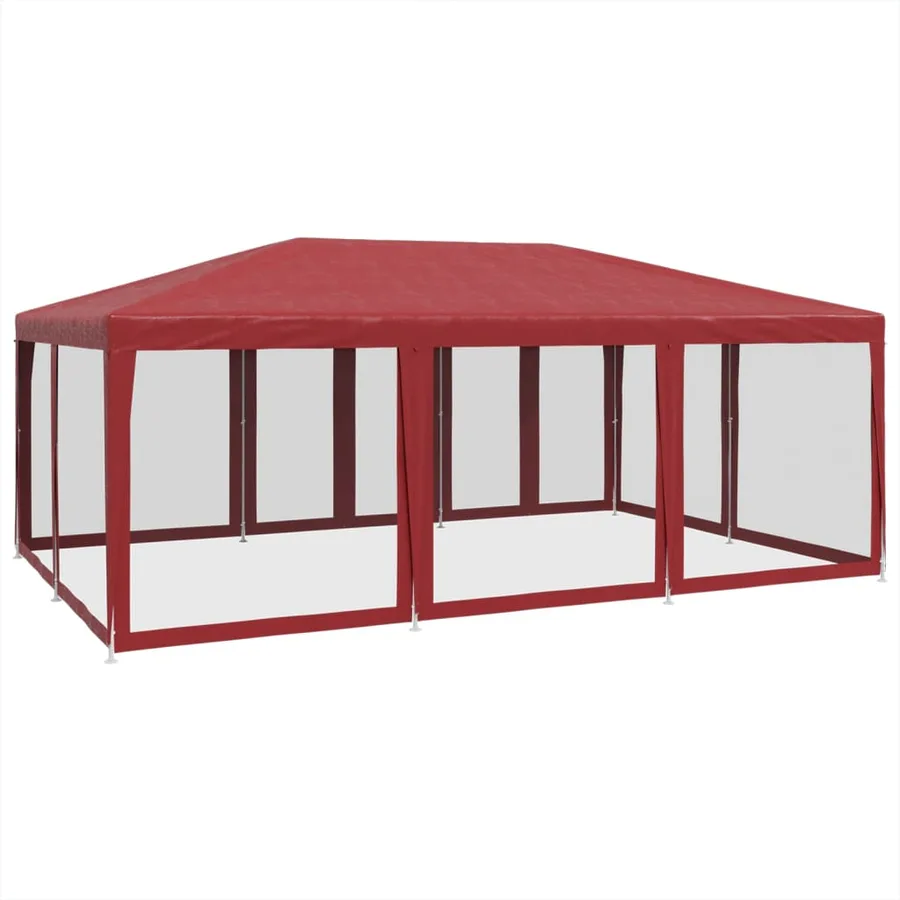 Tente de fête avec 10 parois latérales maille rouge 6x4 m PEHD - 5