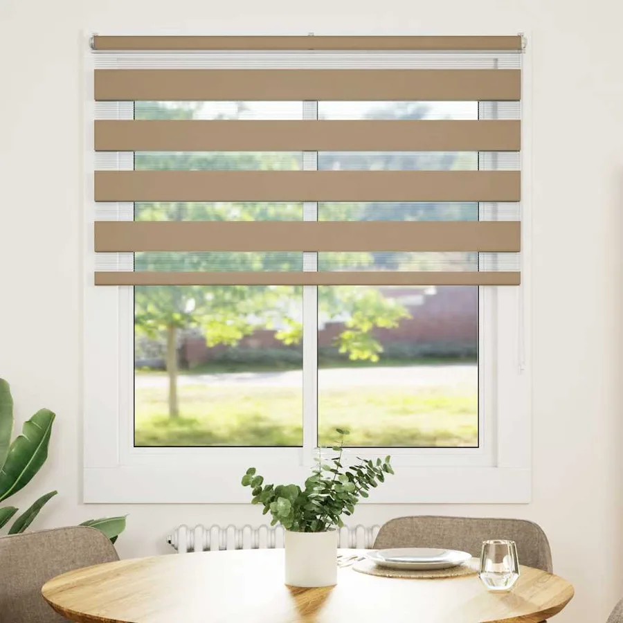 Store zèbre marron sable largeur du tissu 115,9 cm polyester - 2