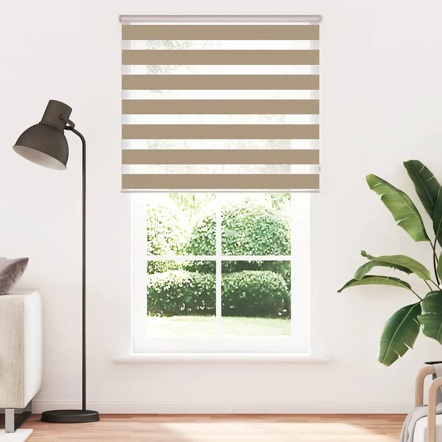 Store zèbre marron sable largeur du tissu 125,9 cm polyester - 2