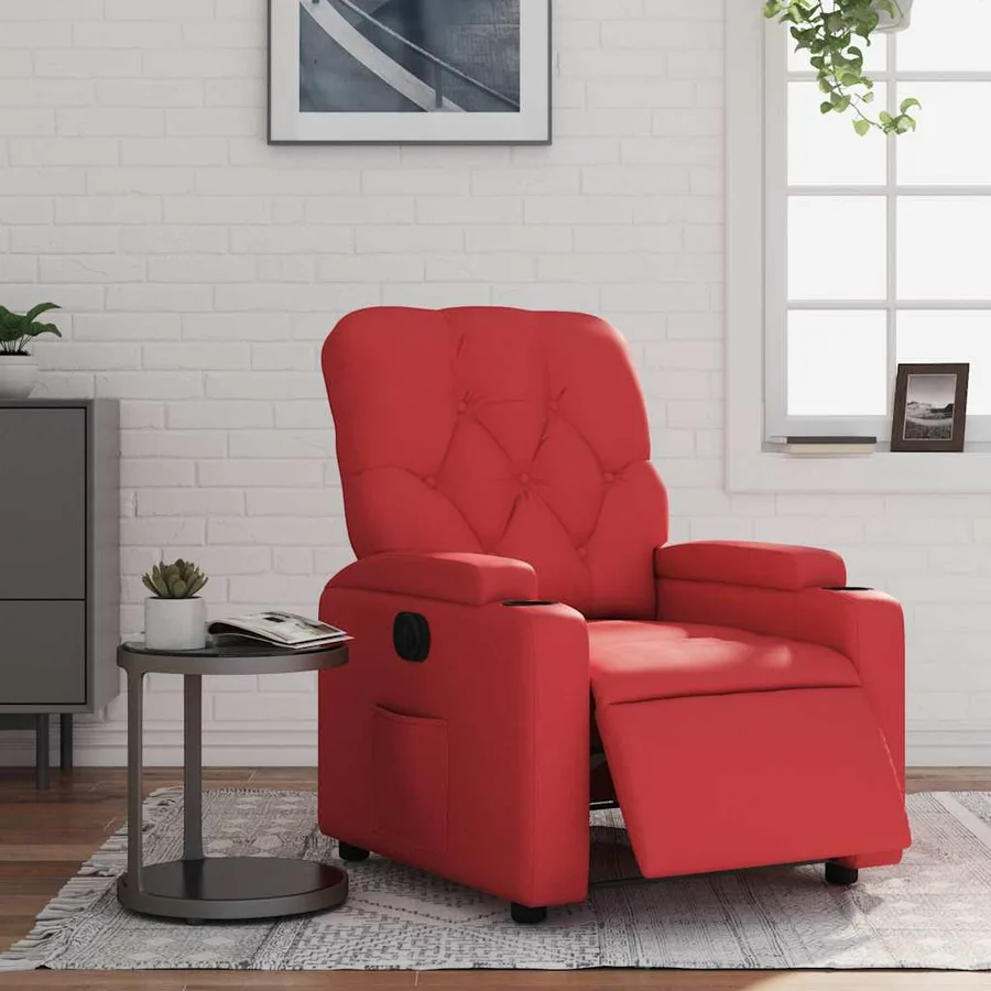 Fauteuil inclinable électrique Rouge Similicuir - 16