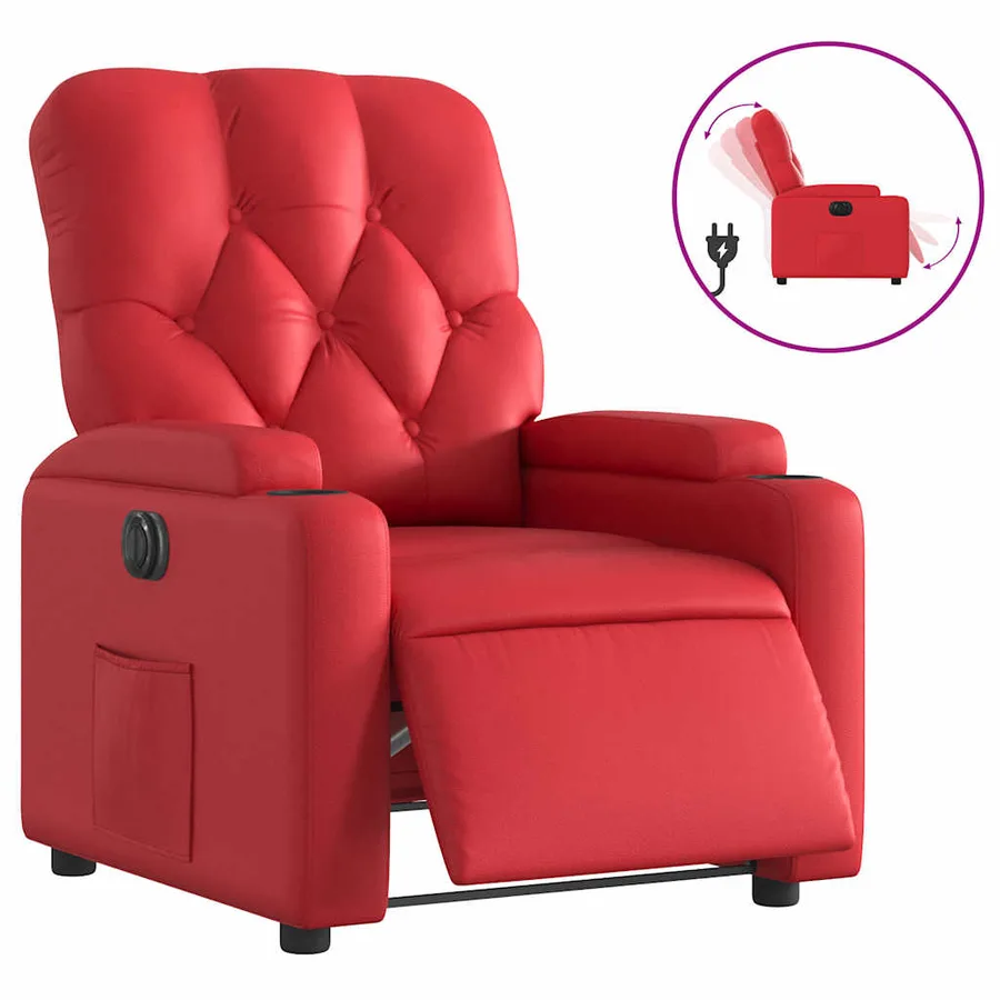 Fauteuil inclinable électrique Rouge Similicuir - 2