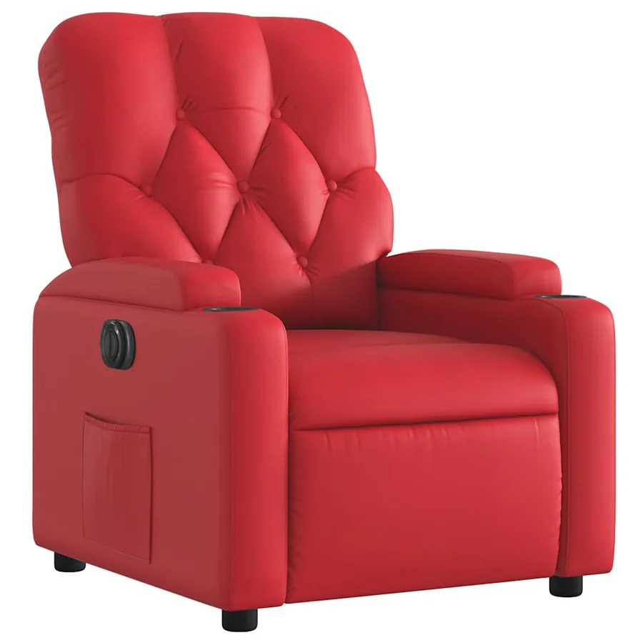 Fauteuil inclinable électrique Rouge Similicuir - 4