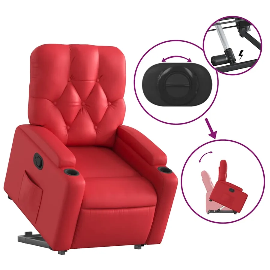 Fauteuil inclinable Rouge Similicuir - 6