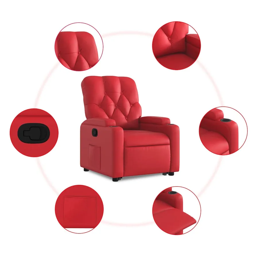 Fauteuil inclinable Rouge Similicuir - 8