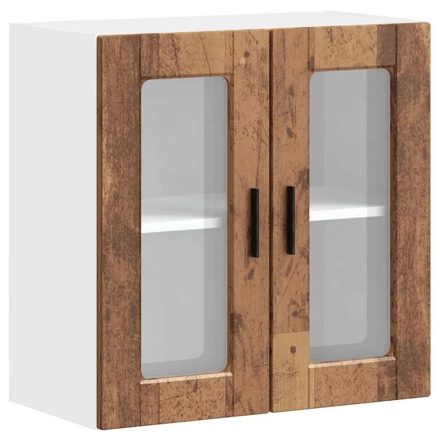 Armoire murale de cuisine avec porte en verre Porto vieux bois - 2