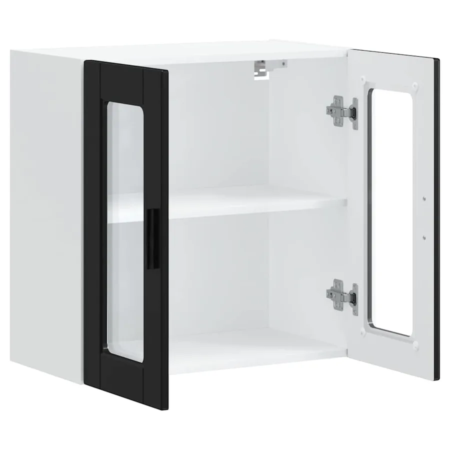 Armoire murale de cuisine avec porte en verre Porto noir - 4