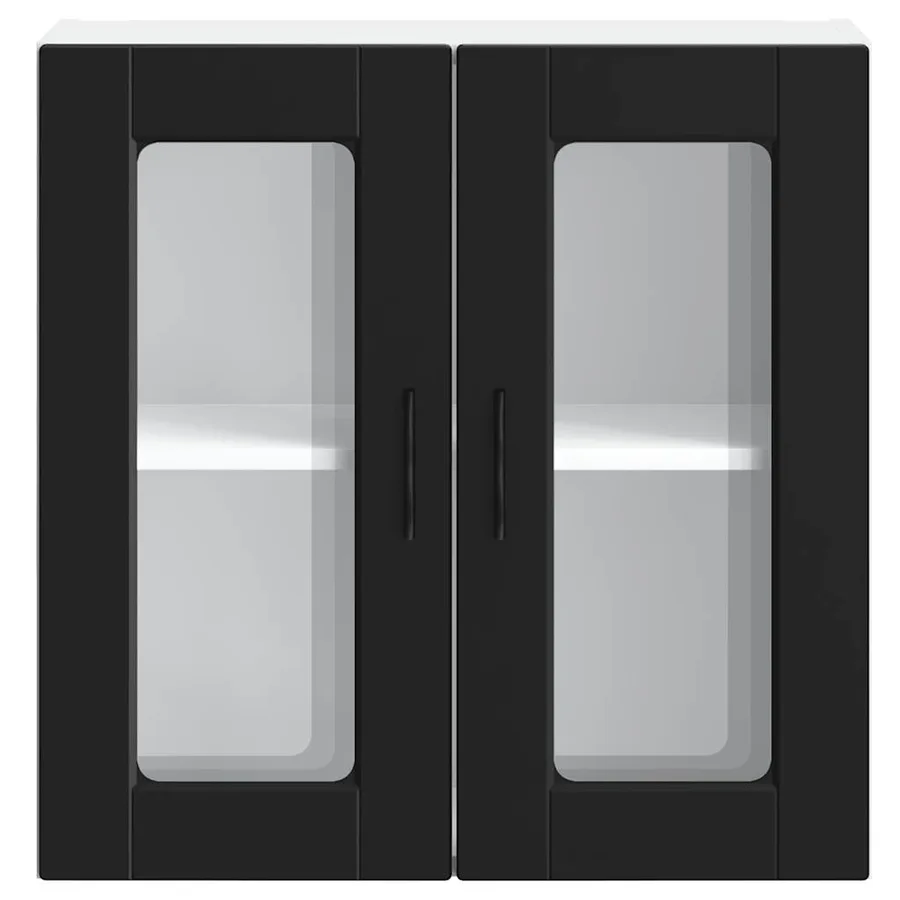 Armoire murale de cuisine avec porte en verre Porto noir - 5
