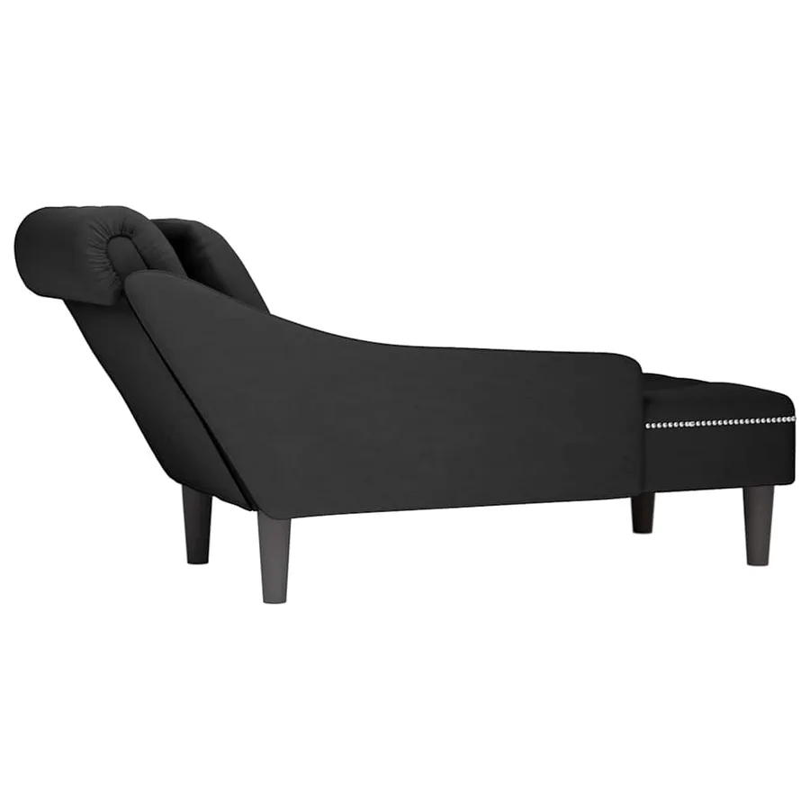 Fauteuil long avec coussin et accoudoir droit noir velours - 6