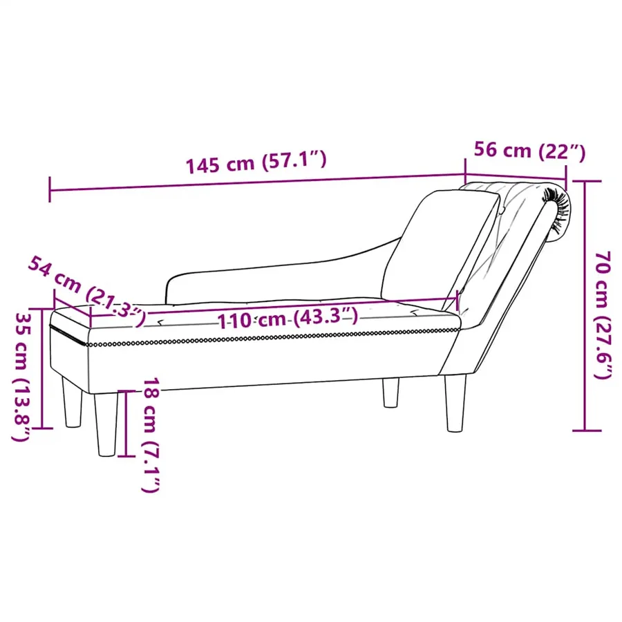 Fauteuil long avec coussin et accoudoir droit noir velours - 9
