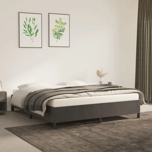 Cadre de lit sans matelas gris foncé 180x200 cm velours