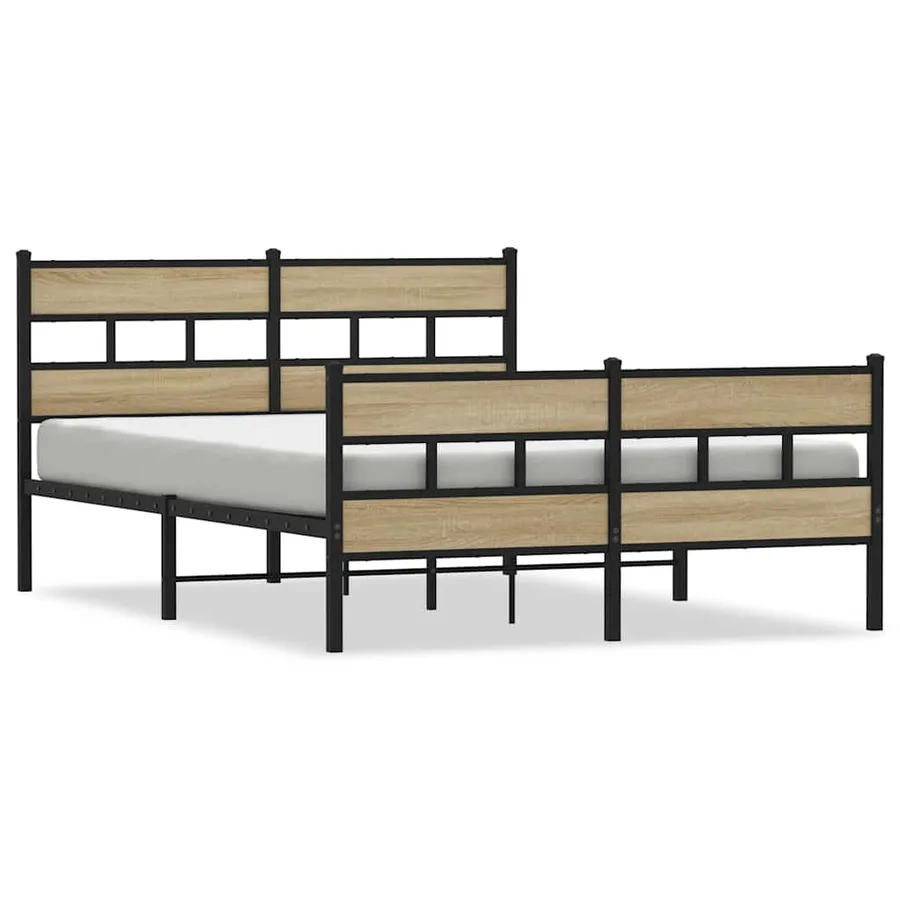 Cadre de lit en métal sans matelas chêne sonoma 135x190 cm - 2