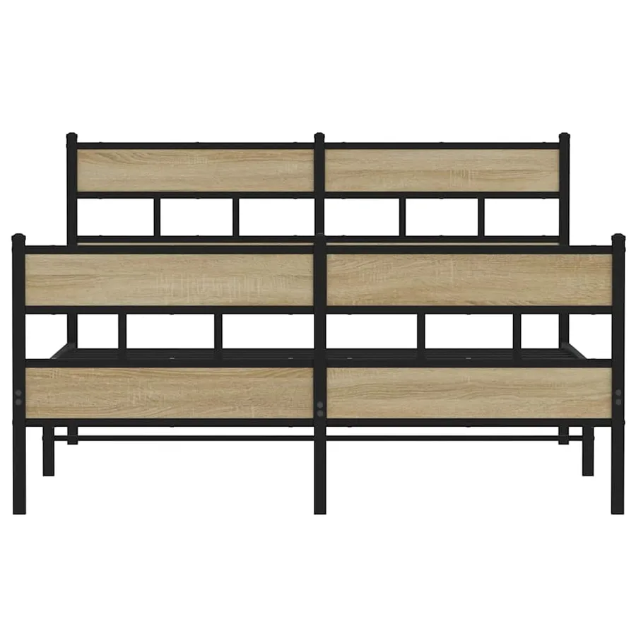 Cadre de lit en métal sans matelas chêne sonoma 135x190 cm - 4
