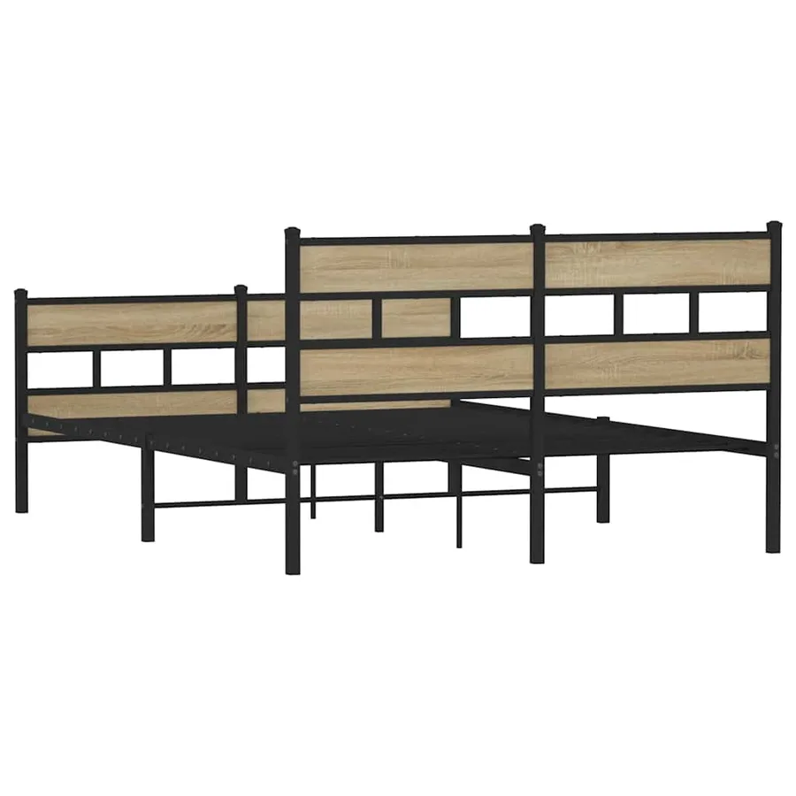Cadre de lit en métal sans matelas chêne sonoma 135x190 cm - 6