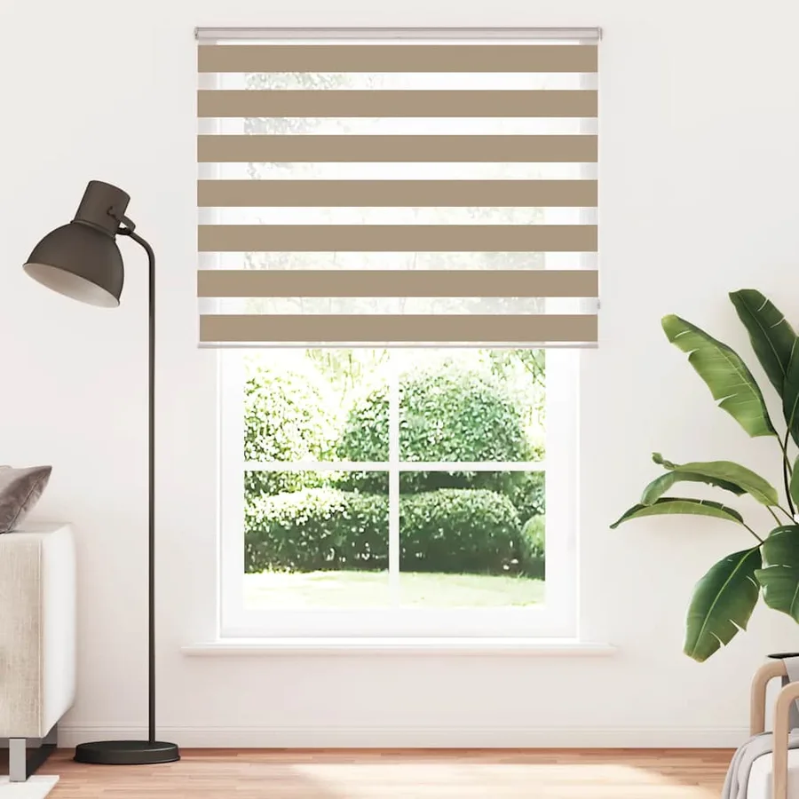 Store zèbre marron sable largeur du tissu 140,9cm polyester - 2