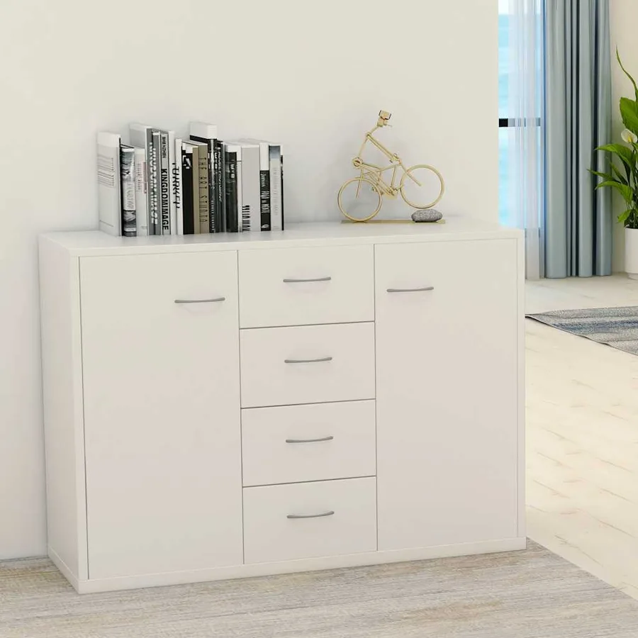 Buffet Blanc 88x30x65 cm Bois d'ingénierie - 3