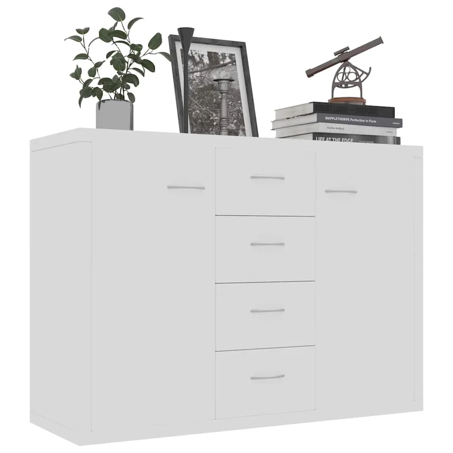 Buffet Blanc 88x30x65 cm Bois d'ingénierie - 4