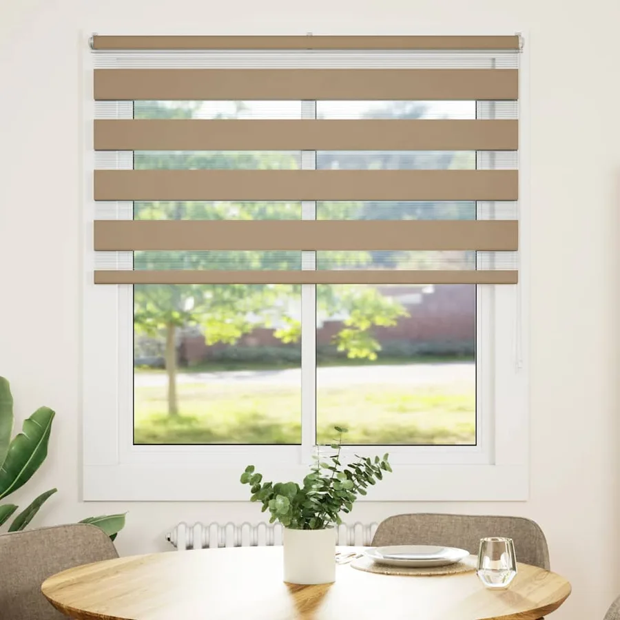 Store zèbre marron sable largeur du tissu 120,9 cm polyester - 2