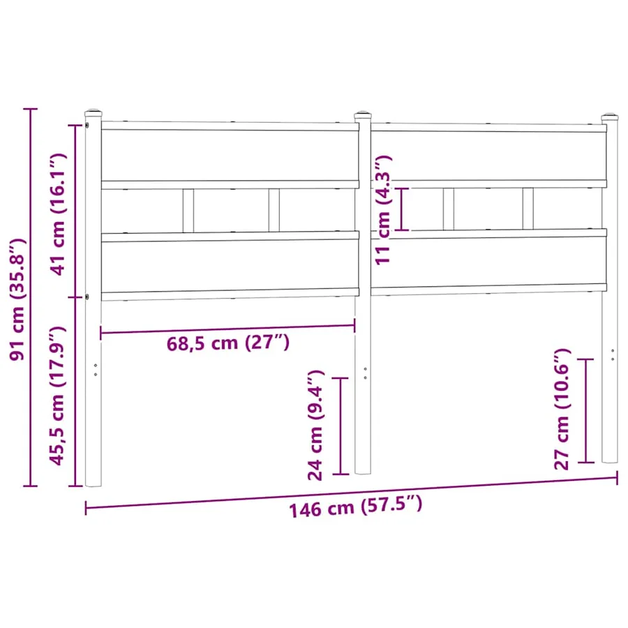 Tête de lit de remplacement chêne marron 140 cm acier et bois d'ingénierie - 6