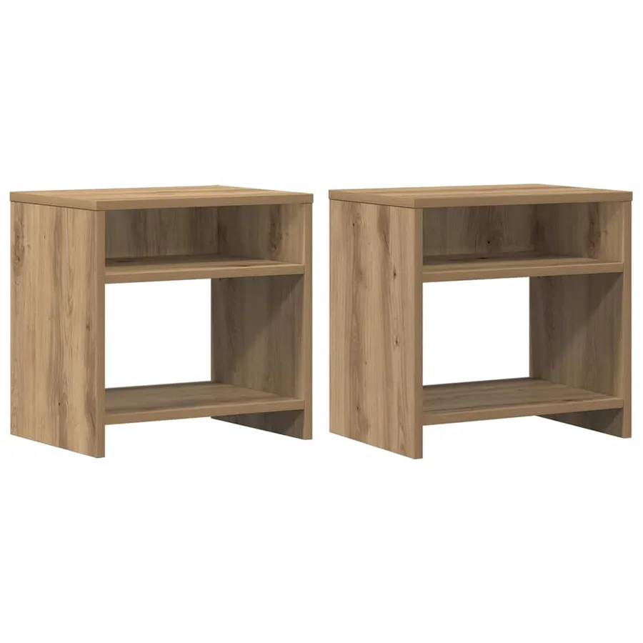 Tables de chevet 2 pcs chêne artisanal bois d'ingénierie - 2