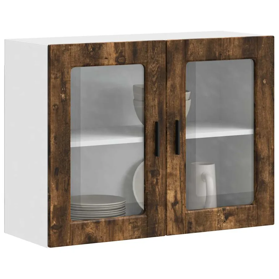 Armoire murale de cuisine avec porte en verre Porto chêne fumé - 4