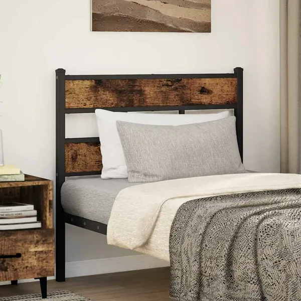 Tête de lit de remplacement chêne fumé 107 cm fer et bois d'ingénierie