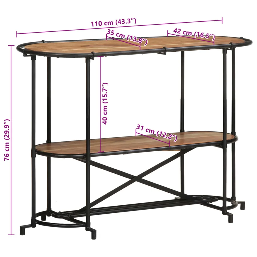 Table console 110x42x76 cm bois massif d'acacia - 12