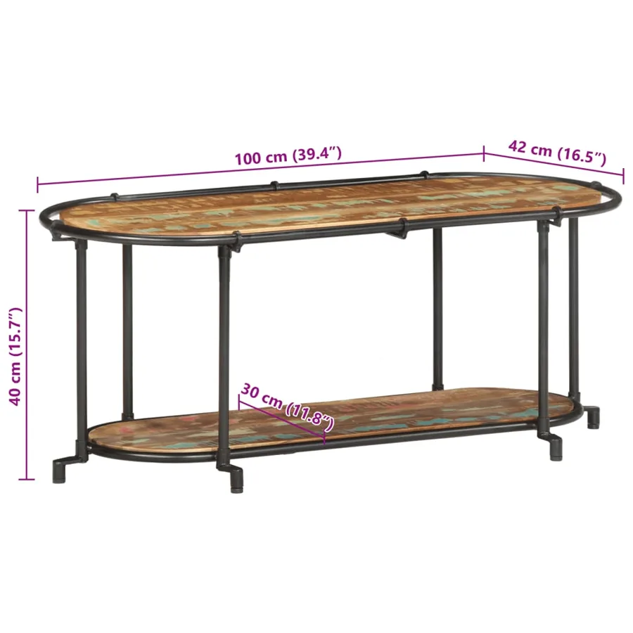 Meuble TV 100x42x40 cm Bois massif de récupération - 11