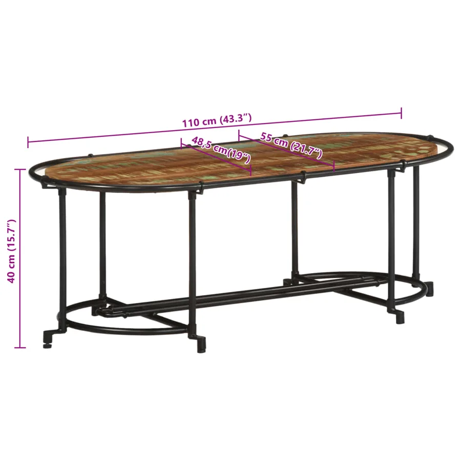 Table basse 110x55x40 cm bois massif de récupération - 11