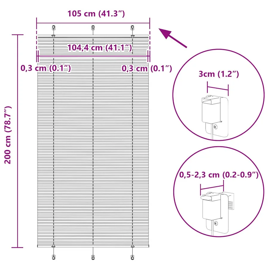 Store plissé crème 105x200cm largeur du tissu 104,4cm polyester - 14