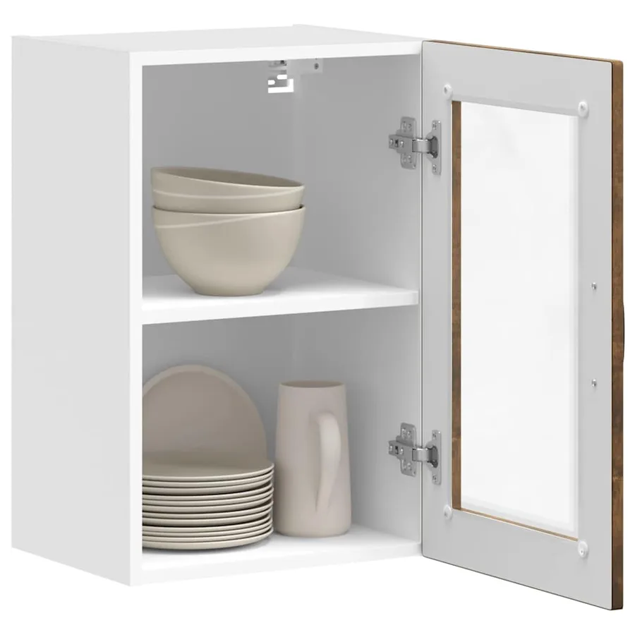 Armoire murale de cuisine avec porte en verre Porto chêne fumé - 5