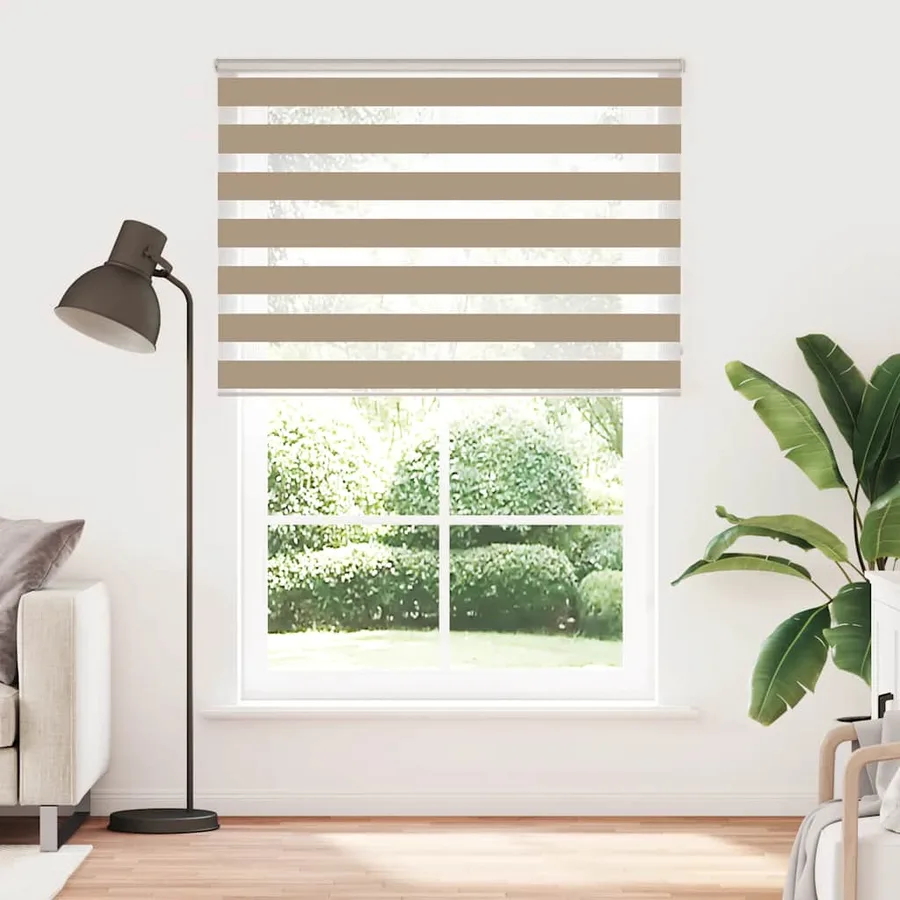 Store zèbre marron sable largeur du tissu 155,9 cm polyester - 2