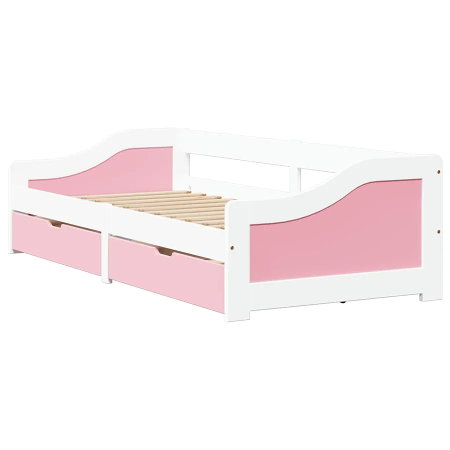 Lit de jour et 2 tiroirs sans matelas IRUN blanc rose 90x200 cm - 2