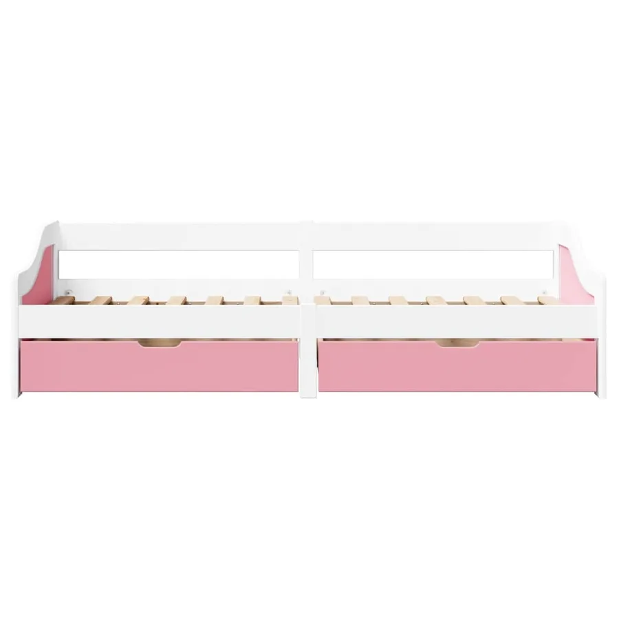 Lit de jour et 2 tiroirs sans matelas IRUN blanc rose 90x200 cm - 5