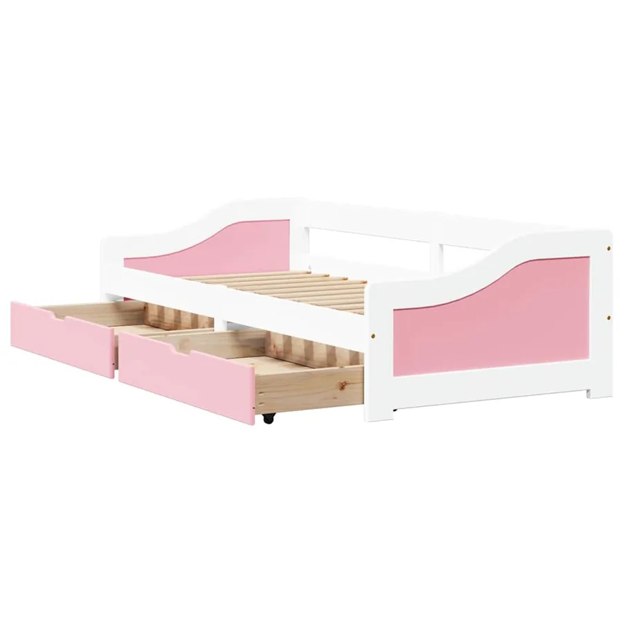 Lit de jour et 2 tiroirs sans matelas IRUN blanc rose 90x200 cm - 6