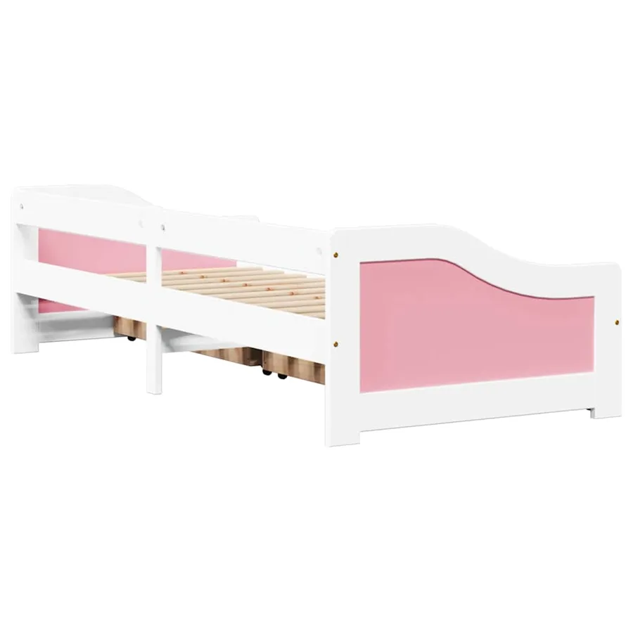 Lit de jour et 2 tiroirs sans matelas IRUN blanc rose 90x200 cm - 8