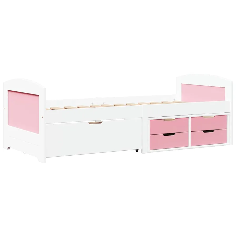 Lit de jour et 5 tiroirs sans matelas IRUN blanc rose 90x200 cm - 2