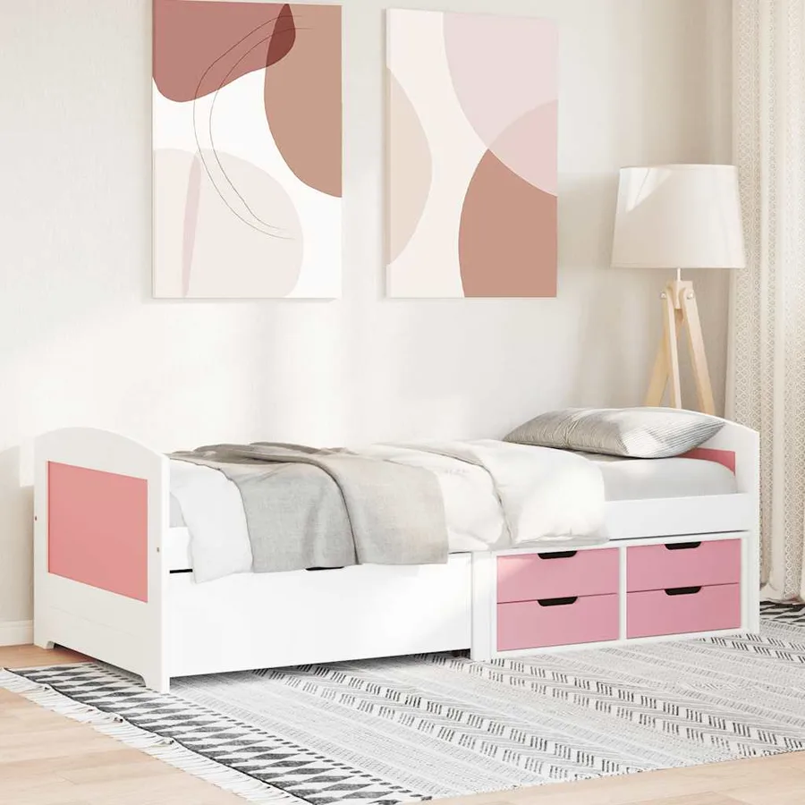 Lit de jour et 5 tiroirs sans matelas IRUN blanc rose 90x200 cm - 4