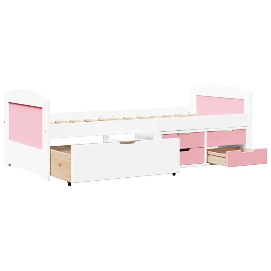 Lit de jour et 5 tiroirs sans matelas IRUN blanc rose 90x200 cm - 6